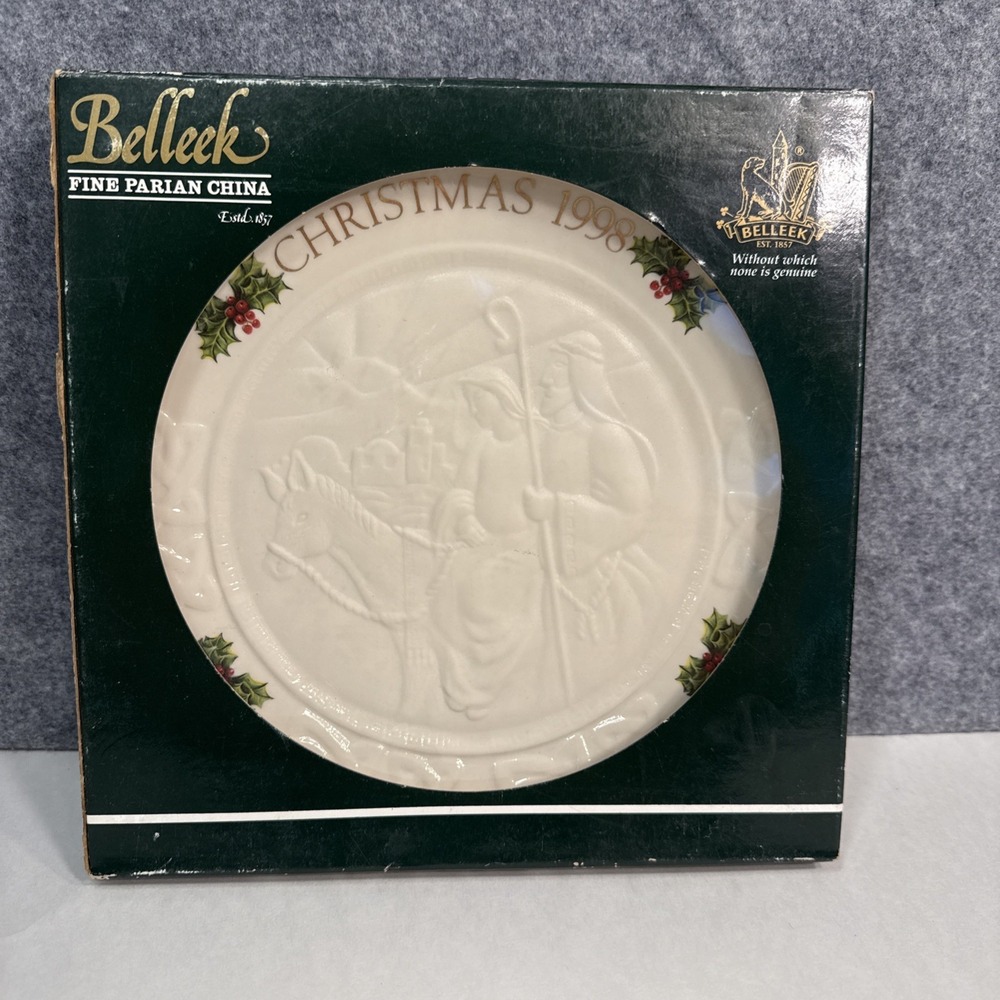 Belleek Christmas plate 1998 Journey from Nazareth 9" Plate in Original Box
